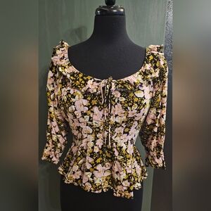 Free People Floral Ruffle Top
